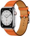 Apple Watch Series 7 Hermes 45mm Silver Stainless Steel Case with Leather Single Tour A2477 GPS Cellular