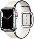 Apple Watch Series 7 45mm Silver Stainless Steel Case with Apple OEM Band A2477 GPS Cellular