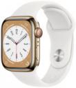 Apple Watch Series 8 41mm Gold Stainless Steel Case with Apple OEM Band A2772 GPS Cellular